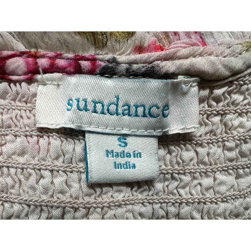 Sundance Small Amelia Floral Sheer Blouse Bohemian Ruffled Sleeves Button-up - Picture 4 of 13